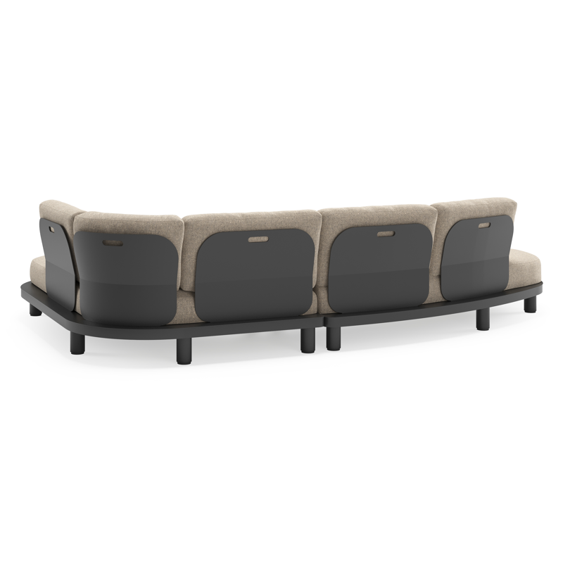 Salon de jardin d'angle Donato en aluminium noir et coussins en all weather sunbrella® luxe Chartres Pewter