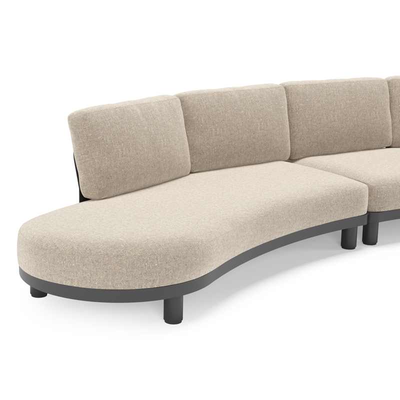 Salon de jardin d'angle Donato en aluminium noir et coussins en all weather sunbrella® luxe Chartres Pewter