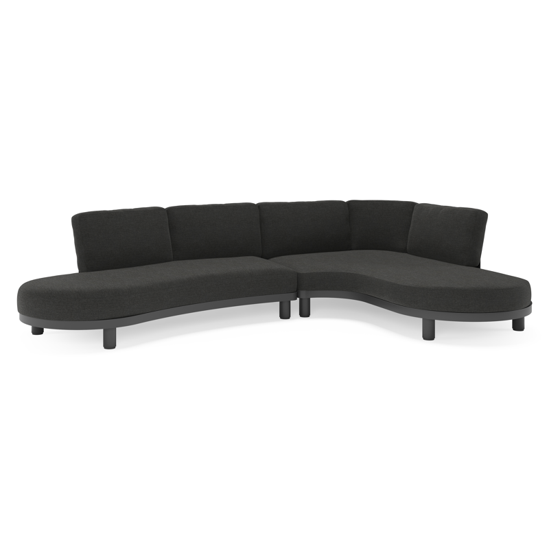 Donato loungehoek in zwart aluminium met all weather sunbrella® luxe Chartres Sooty kussen