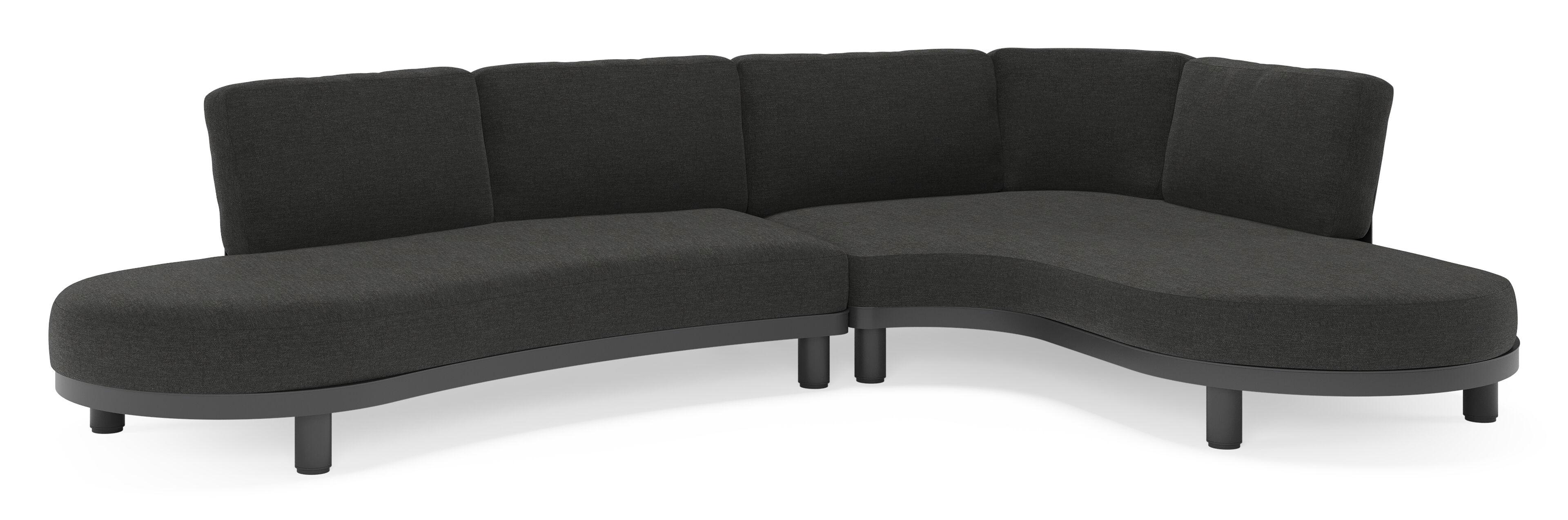 Donato loungehoek in zwart aluminium met all weather sunbrella® luxe Chartres Sooty kussen