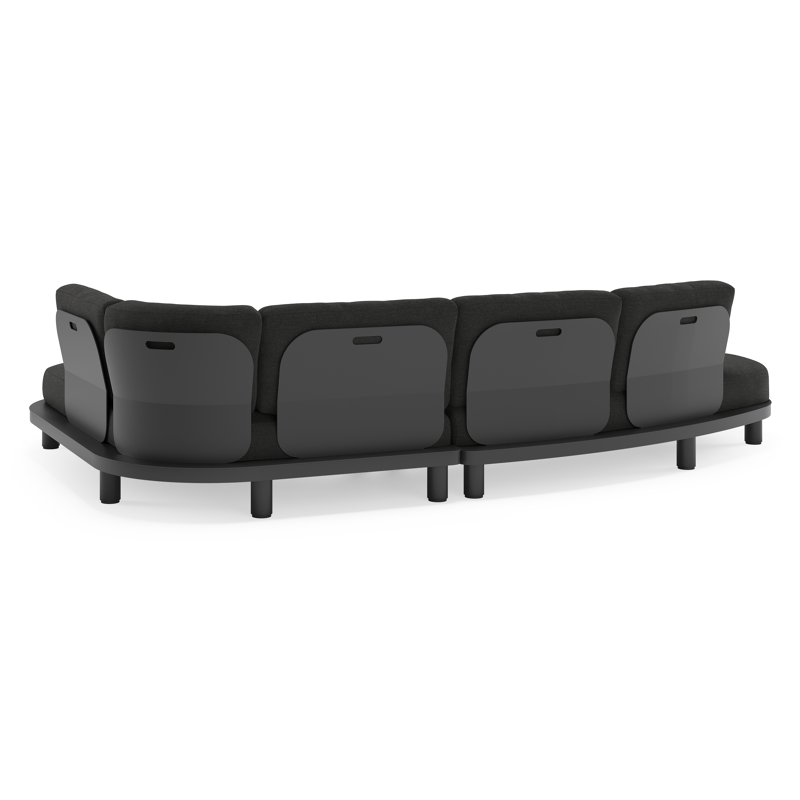 Donato loungehoek in zwart aluminium met all weather sunbrella® luxe Chartres Sooty kussen