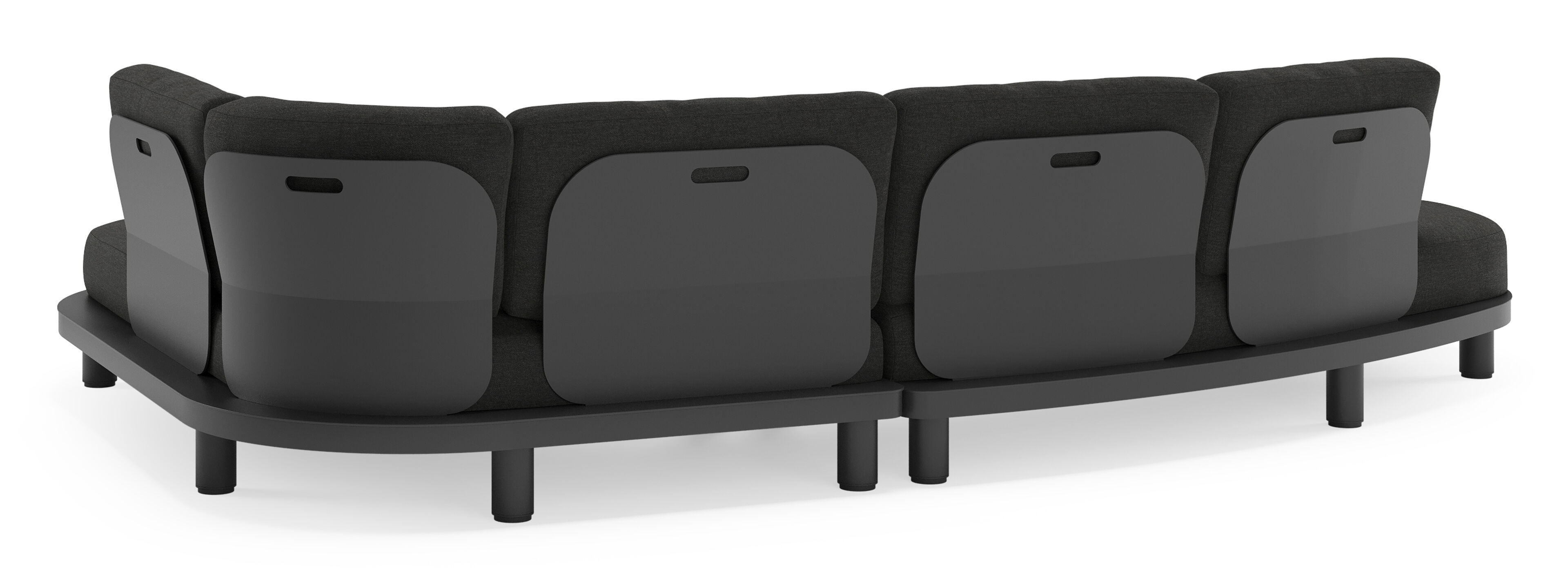 Salon de jardin d'angle Donato en aluminium noir et coussins en all weather sunbrella® luxe Chartres Sooty