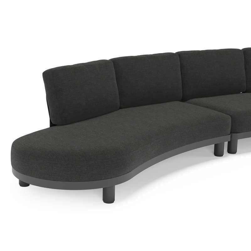 Donato loungehoek in zwart aluminium met all weather sunbrella® luxe Chartres Sooty kussen