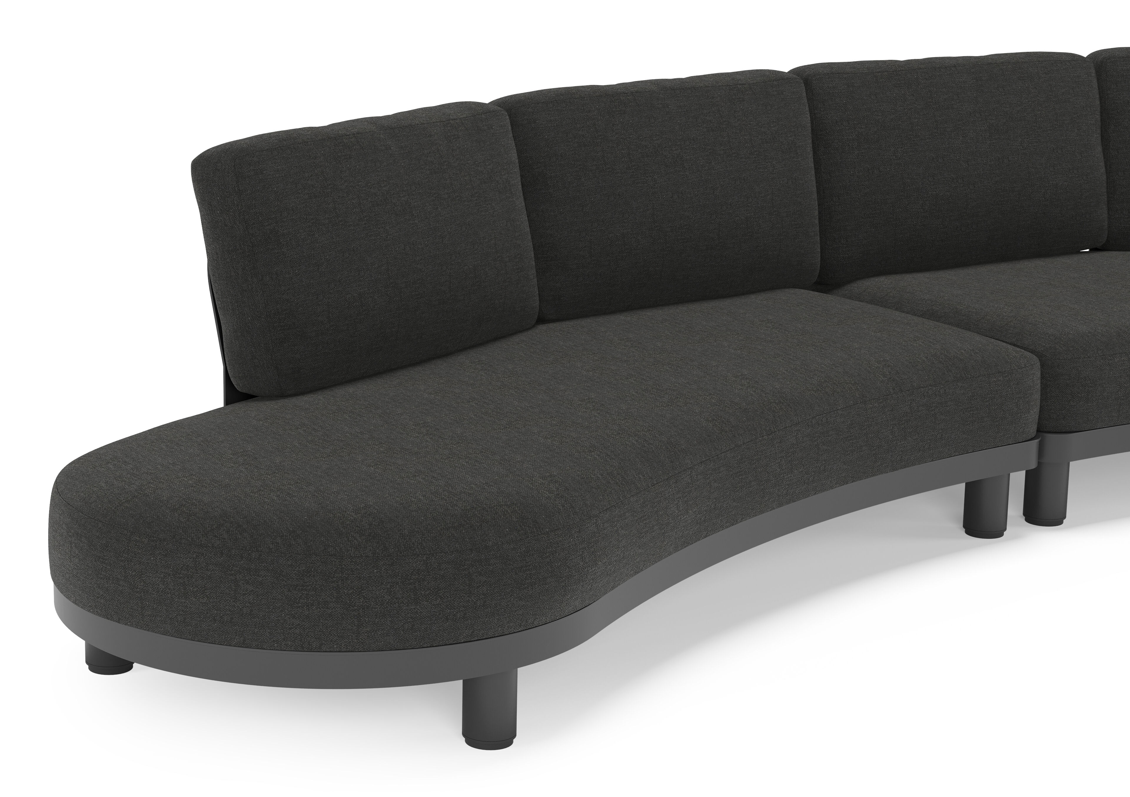 Salon de jardin d'angle Donato en aluminium noir et coussins en all weather sunbrella® luxe Chartres Sooty