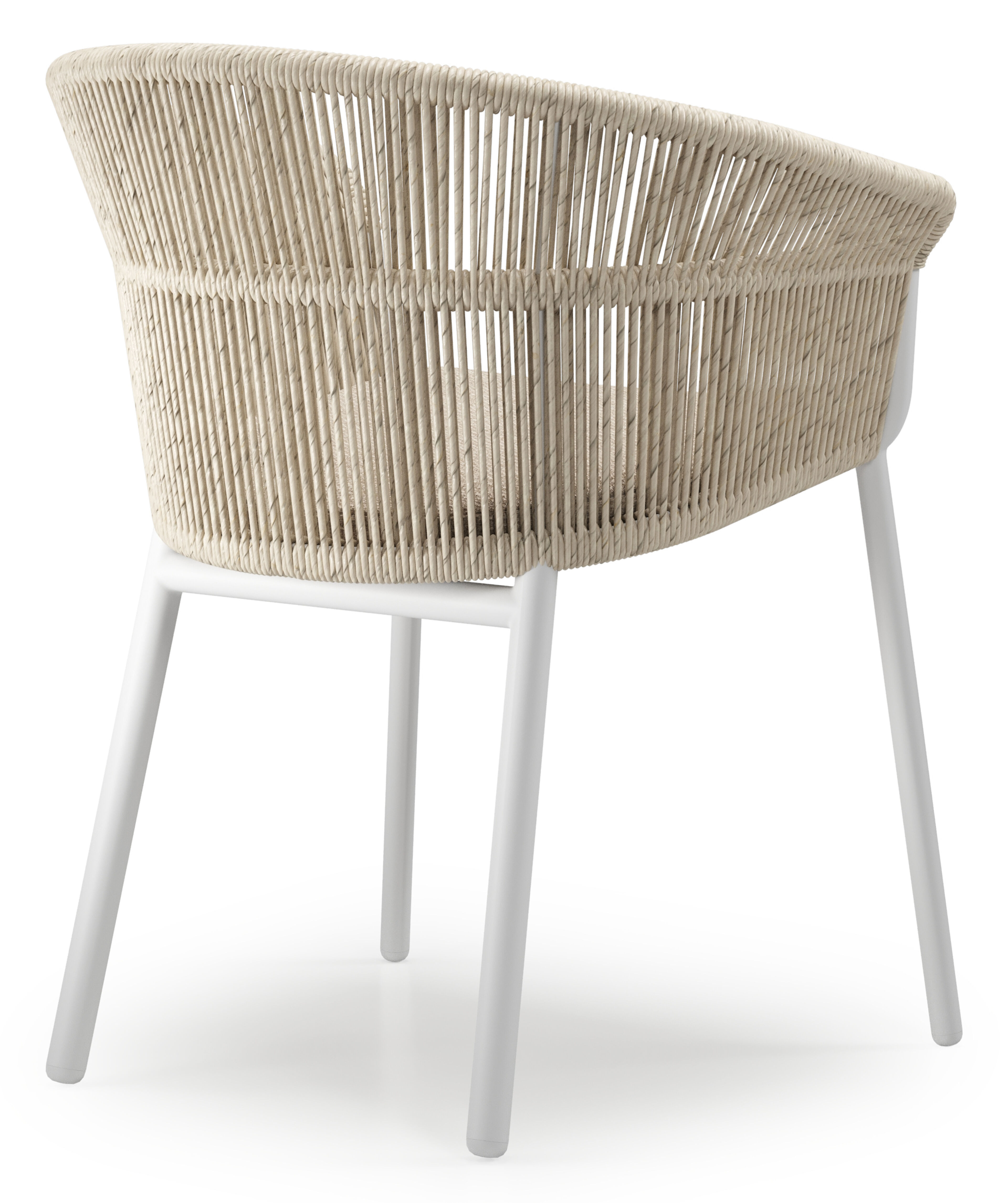 Chaise de jardin empilable Matera en aluminium blanc et résine tressée torsadé beige avec coussin en beige weather+ softtouch
