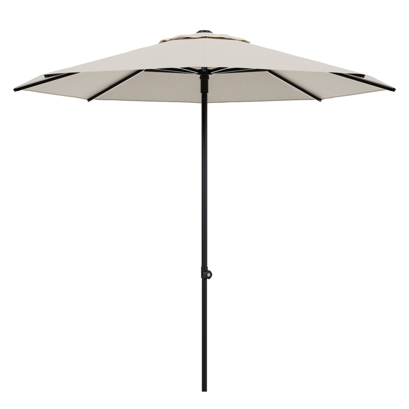 Umbria staanparasol in zwart aluminium met beige all weather sunbrella® luxe parasoldoek - Dia. 250 cm (zonder voet)