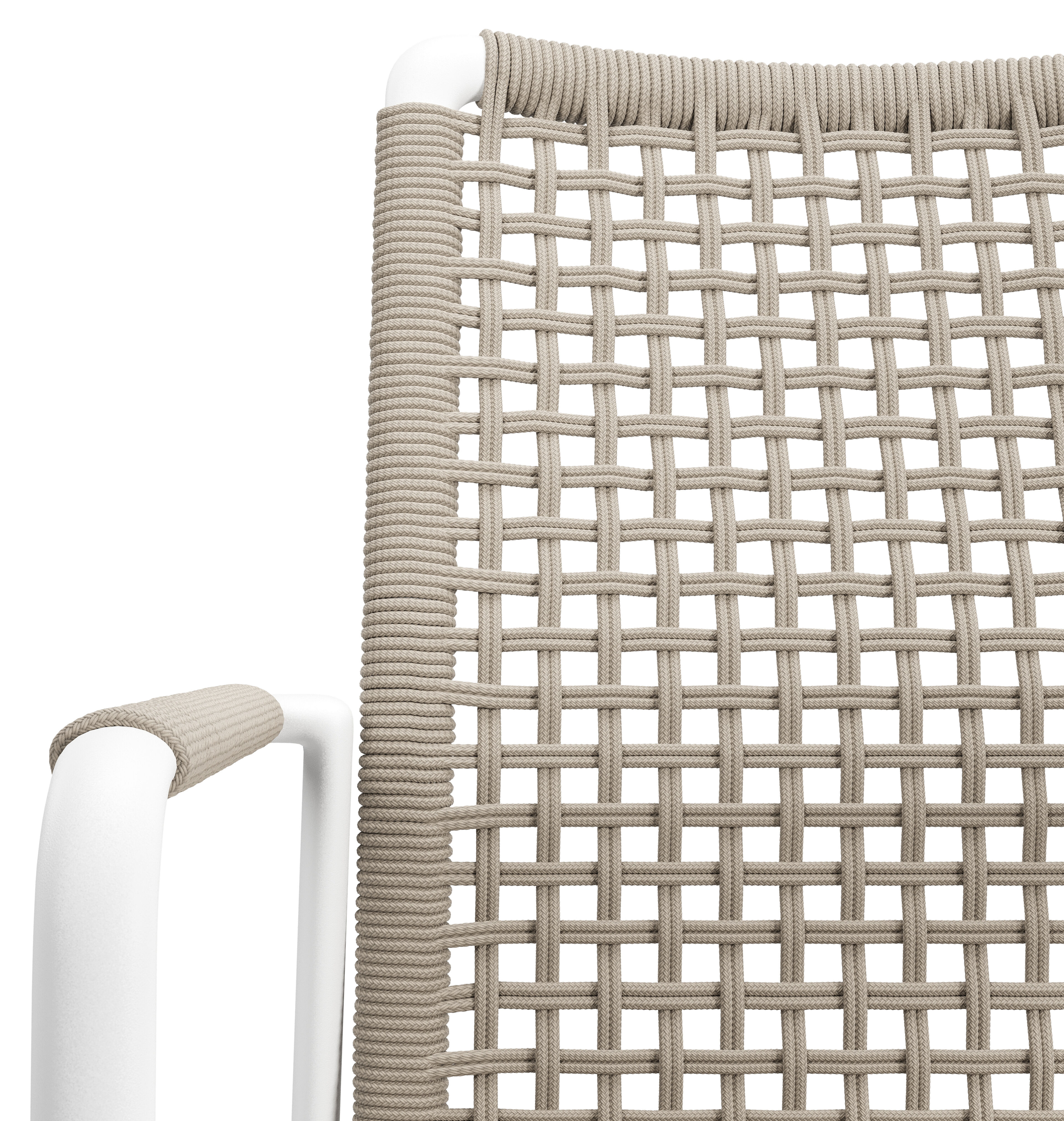 Como tuinstoel in wit aluminium en beige vierkant geweven ronde rope