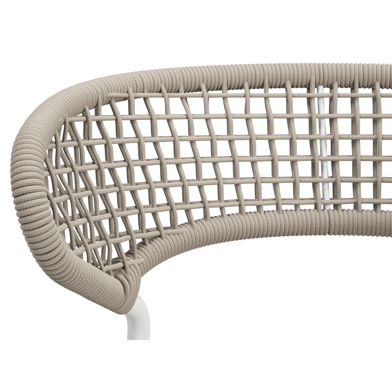 Donato XL tuinstoel in wit aluminium en beige vierkant geweven ronde rope