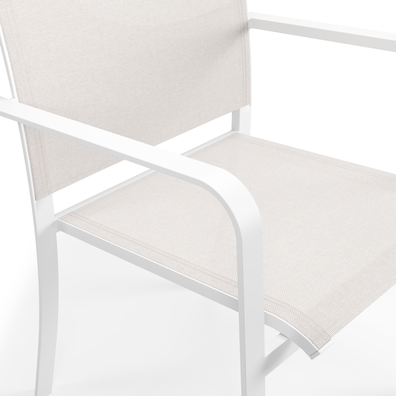 Calobra tuinstoel in wit aluminium en beige single textilene