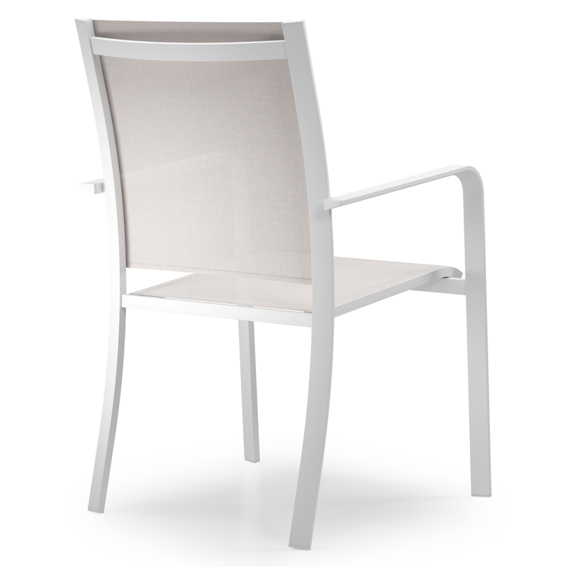Calobra tuinstoel in wit aluminium en beige single textilene