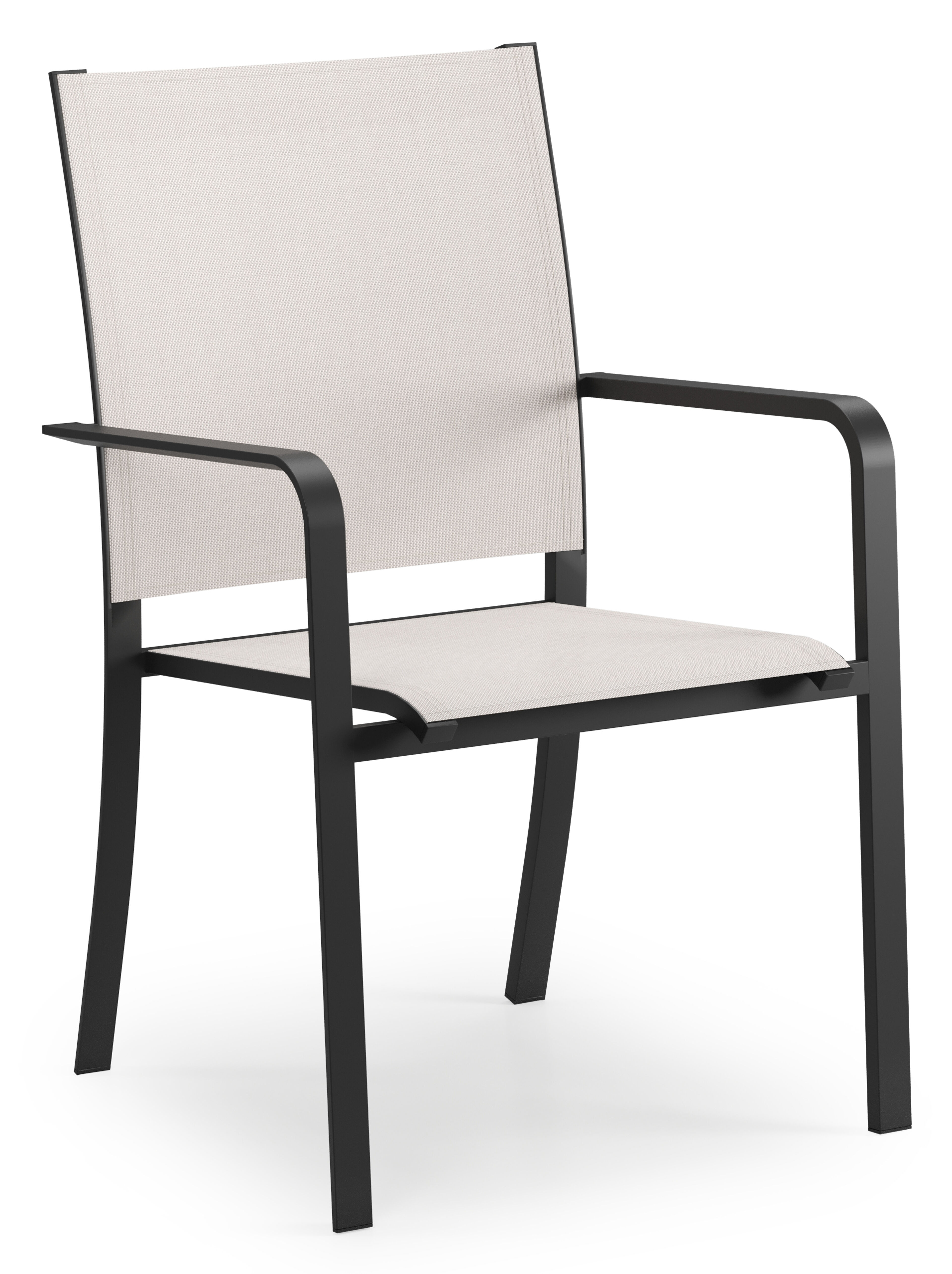 Chaise de jardin Calobra en aluminium noir et textilène simple beige