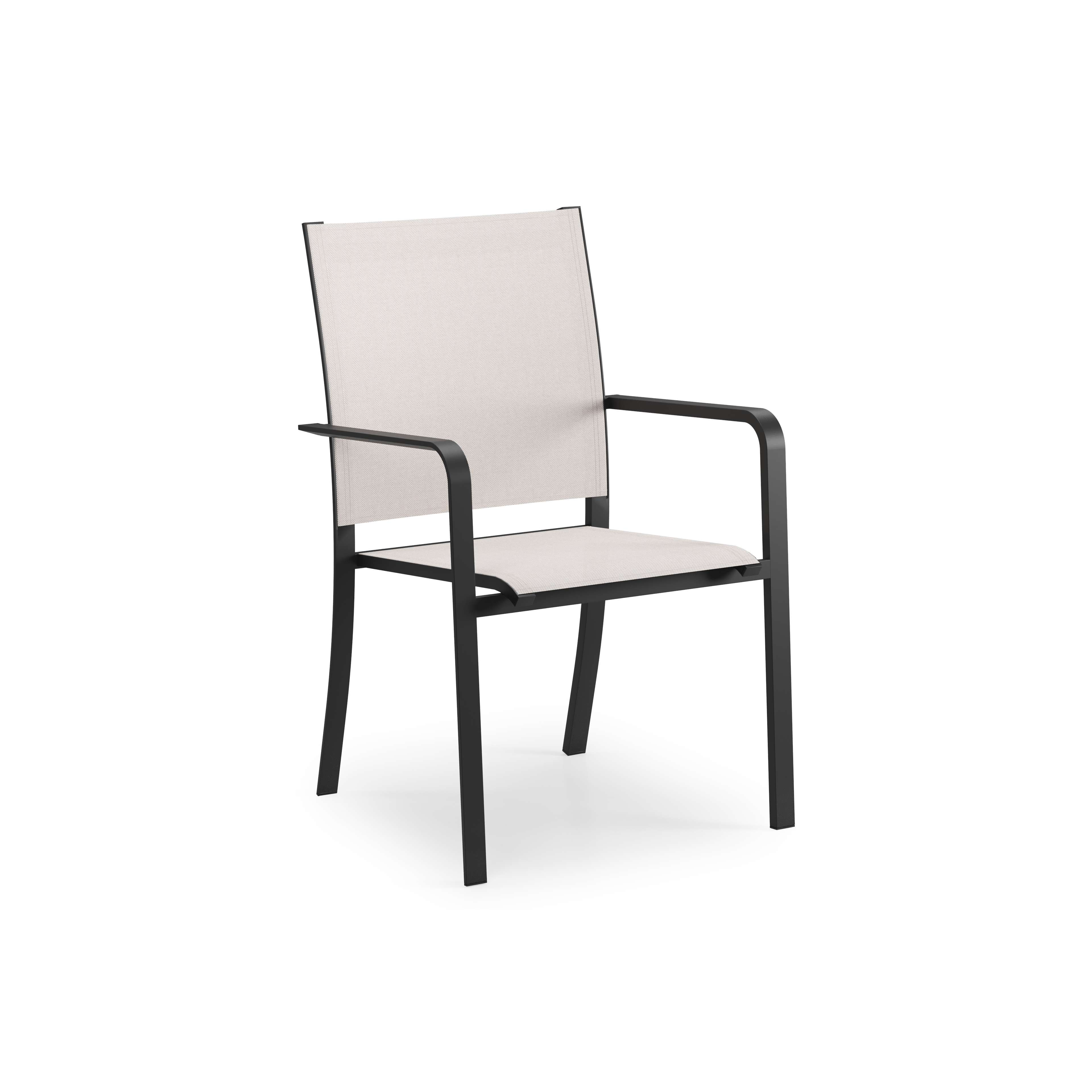 Calobra tuinstoel in zwart aluminium en beige single textilene