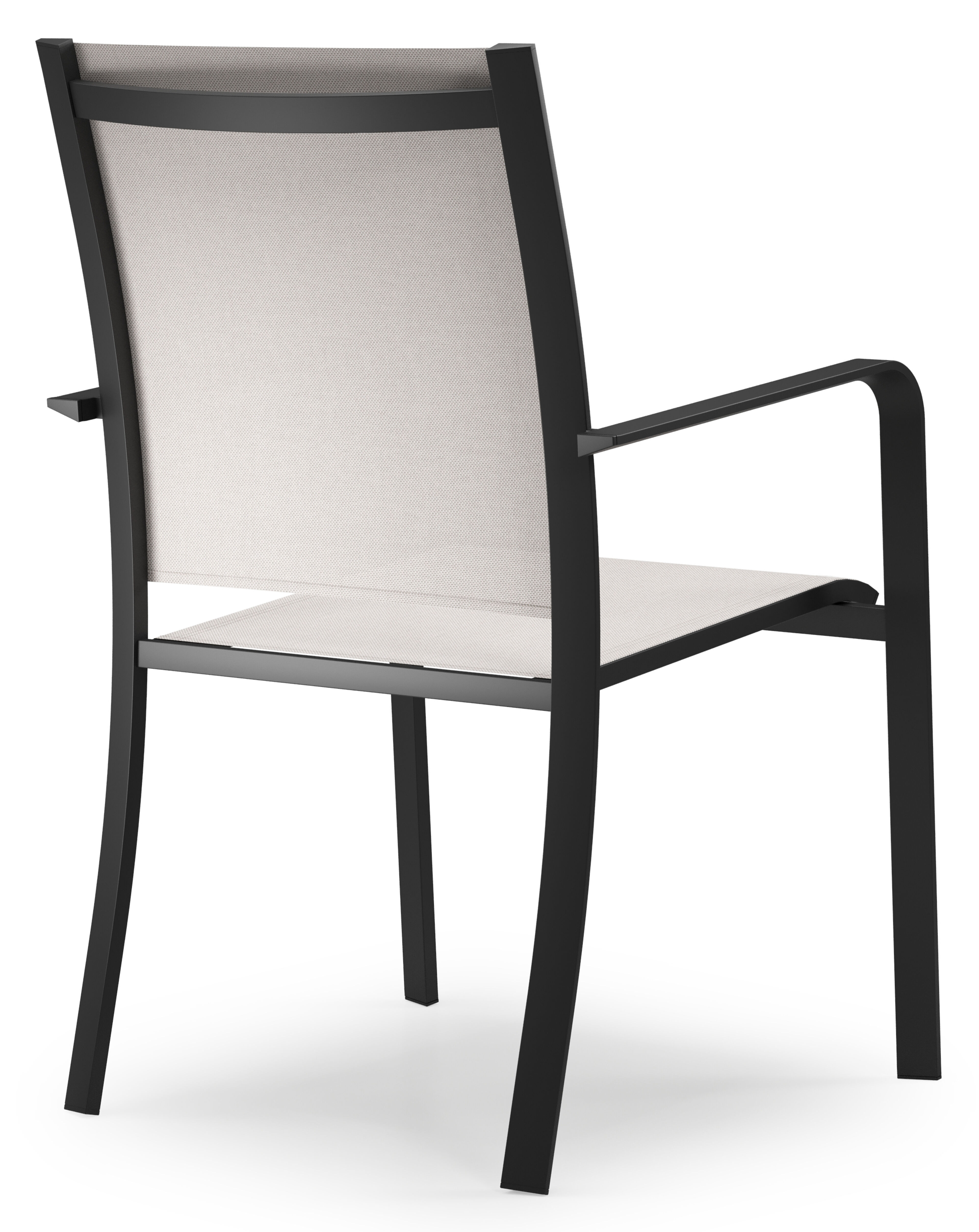 Chaise de jardin Calobra en aluminium noir et textilène simple beige