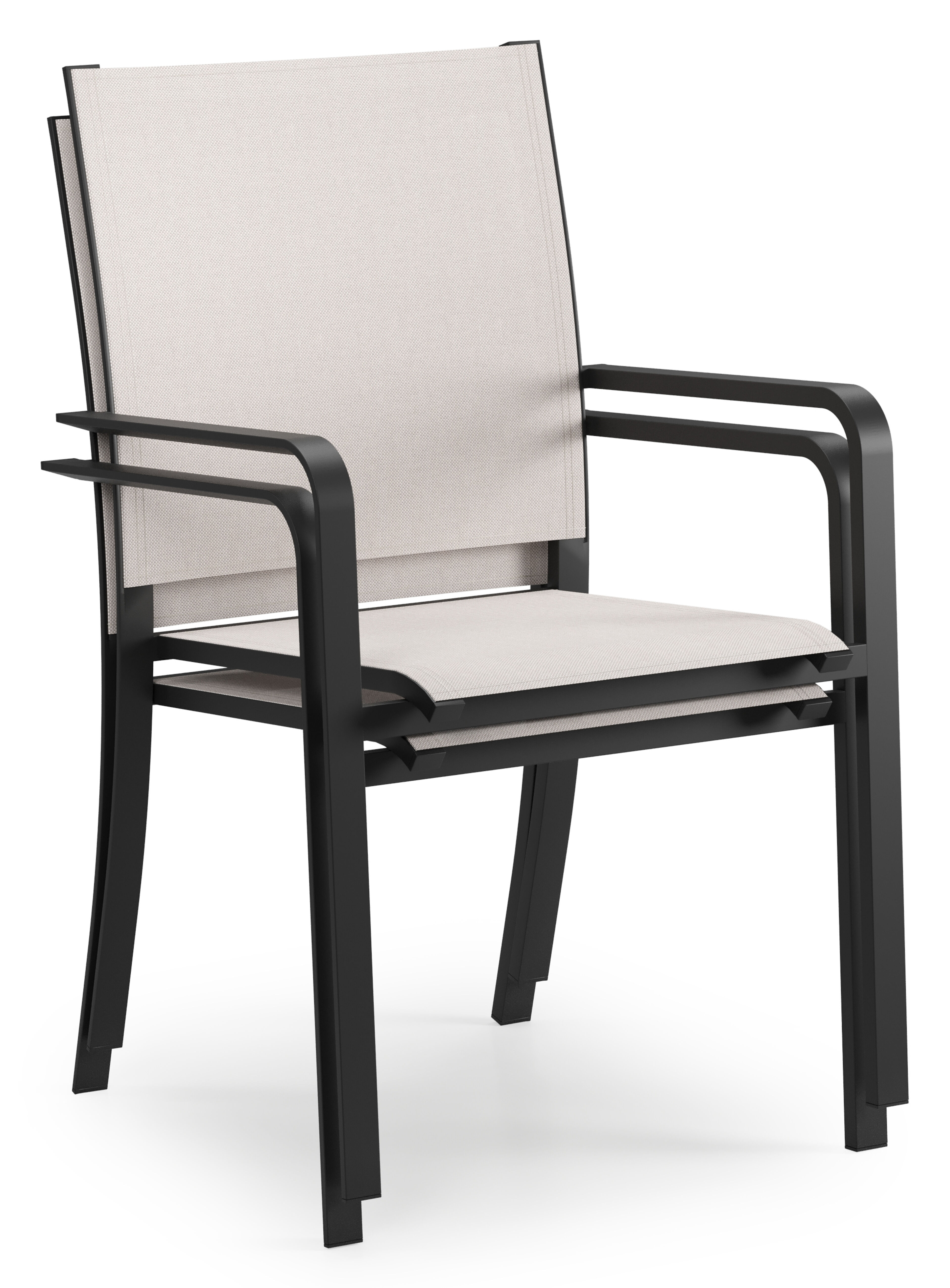 Chaise de jardin Calobra en aluminium noir et textilène simple beige