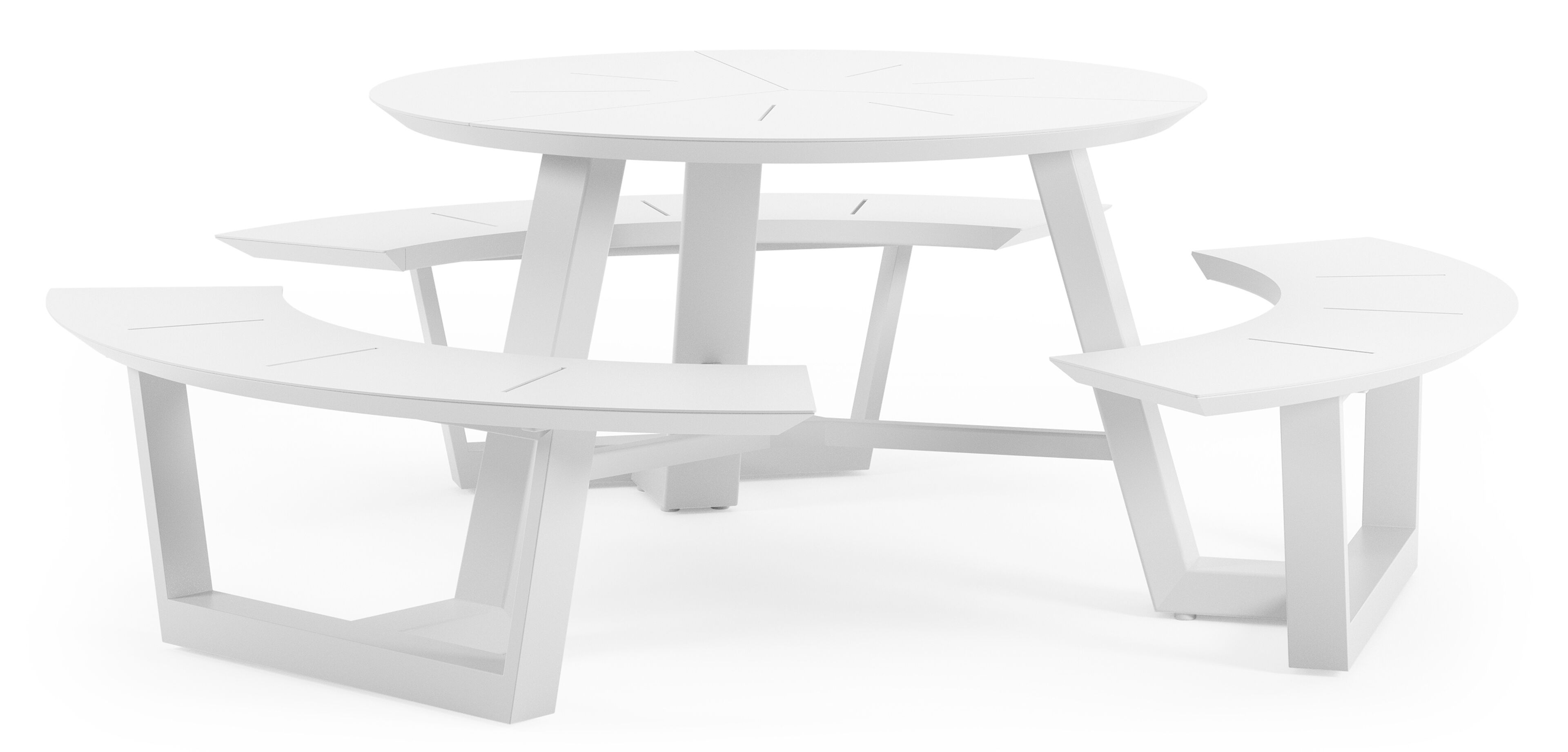 Table de pique-nique Rondino en aluminium blanc - Diam. 207 x Haut. 72 cm