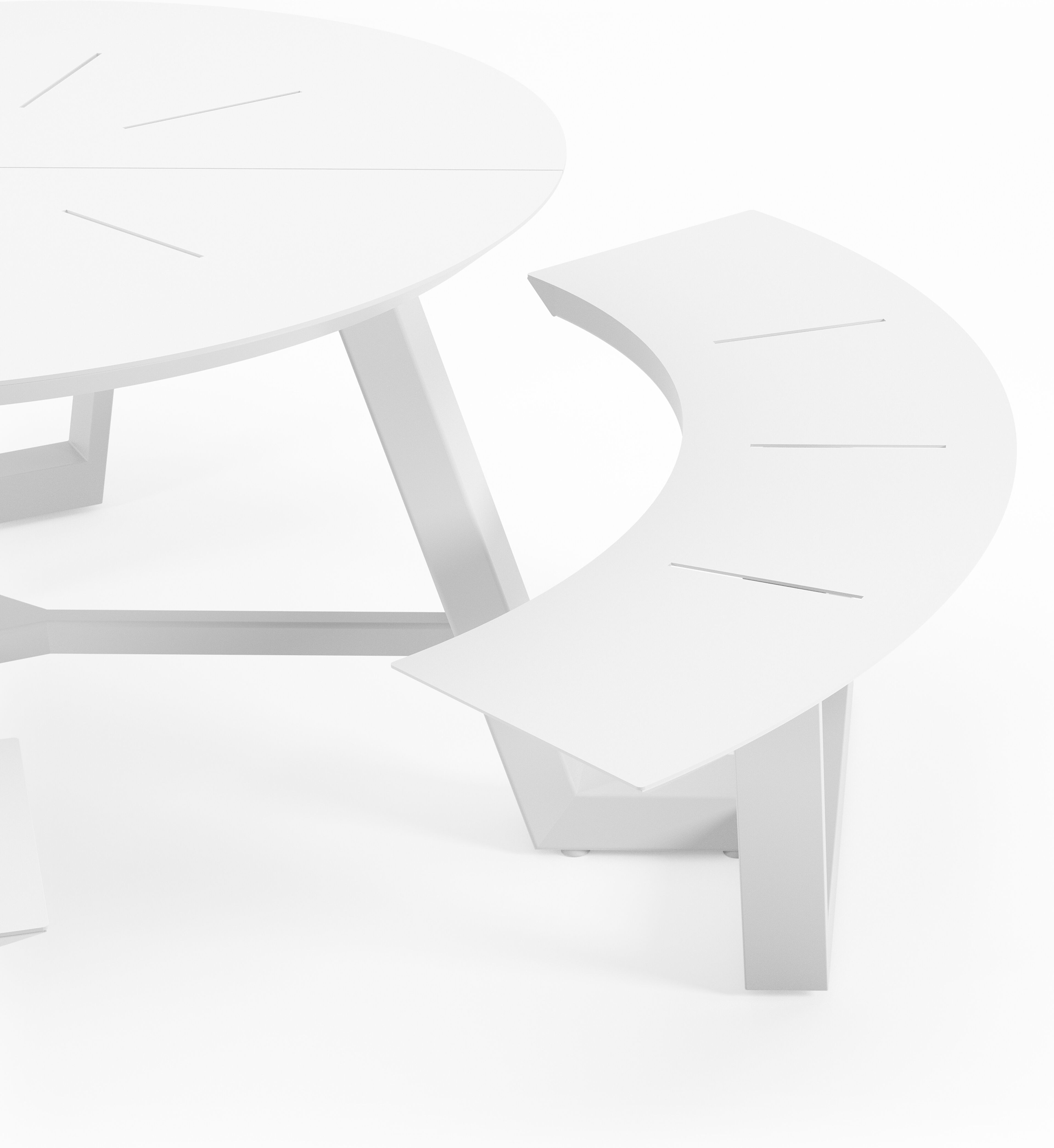 Table de pique-nique Rondino en aluminium blanc - Diam. 207 x Haut. 72 cm