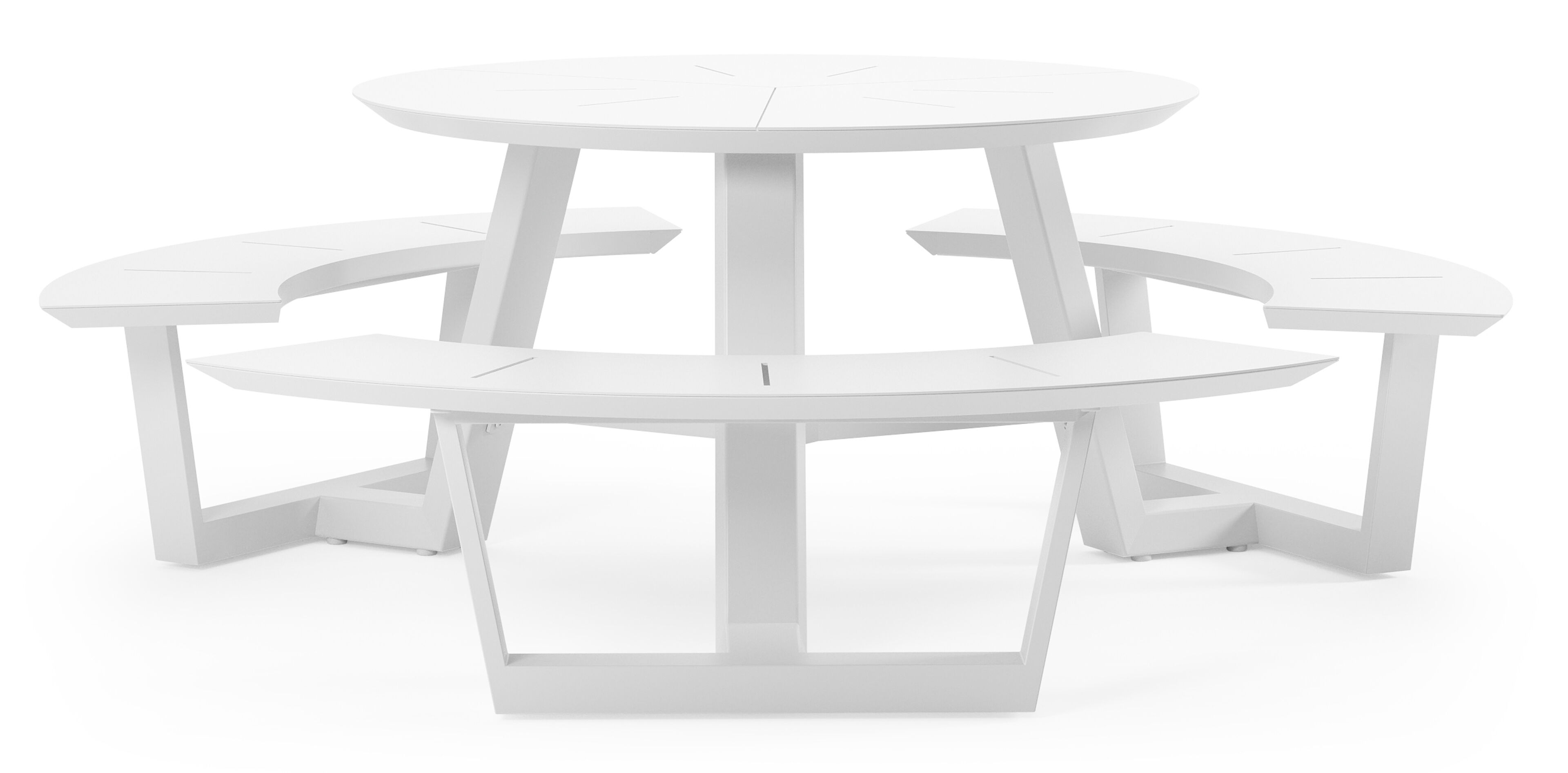 Table de pique-nique Rondino en aluminium blanc - Diam. 207 x Haut. 72 cm