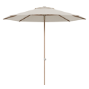 Parasol droit Umbria en aspect de bois aluminium avec toile de parasol en all weather sunbrella® premium beige - Diam. 250 cm (sans pied de parasol)