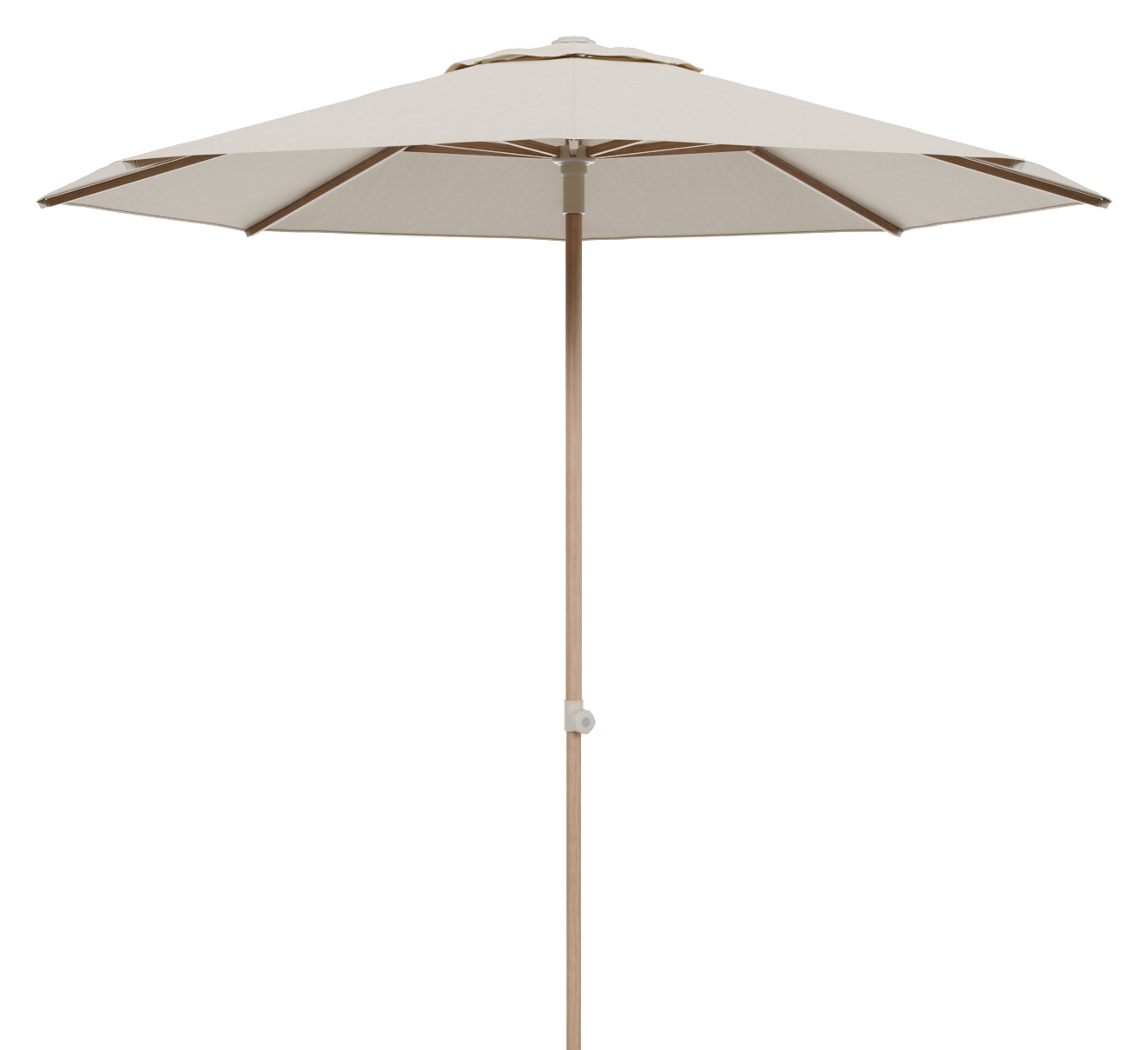 Parasol droit Umbria en aspect de bois aluminium avec toile de parasol en all weather sunbrella® premium beige - Diam. 250 cm (sans pied de parasol)