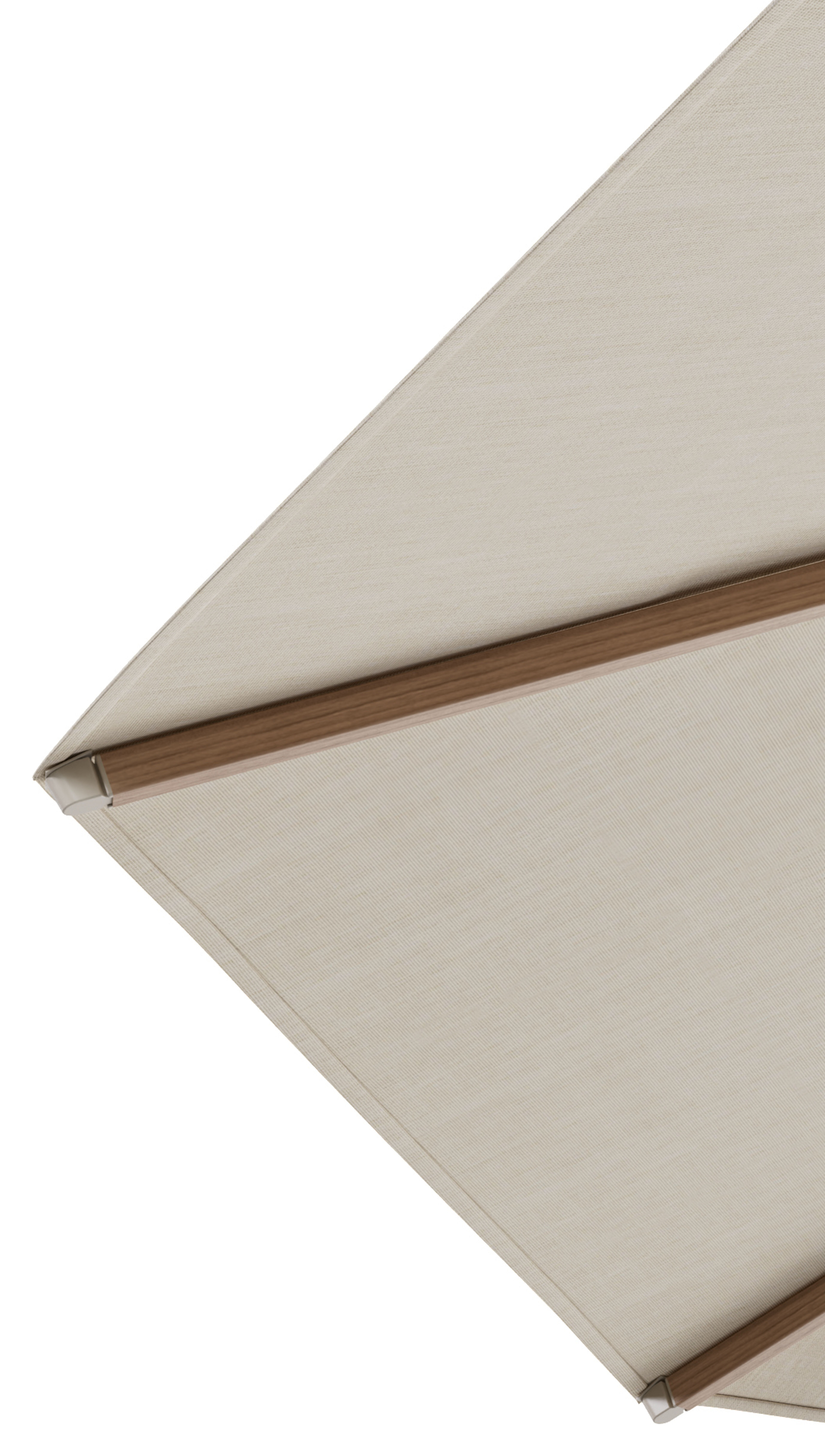 Parasol droit Umbria en aspect de bois aluminium avec toile de parasol en all weather sunbrella® premium beige - Diam. 250 cm (sans pied de parasol)