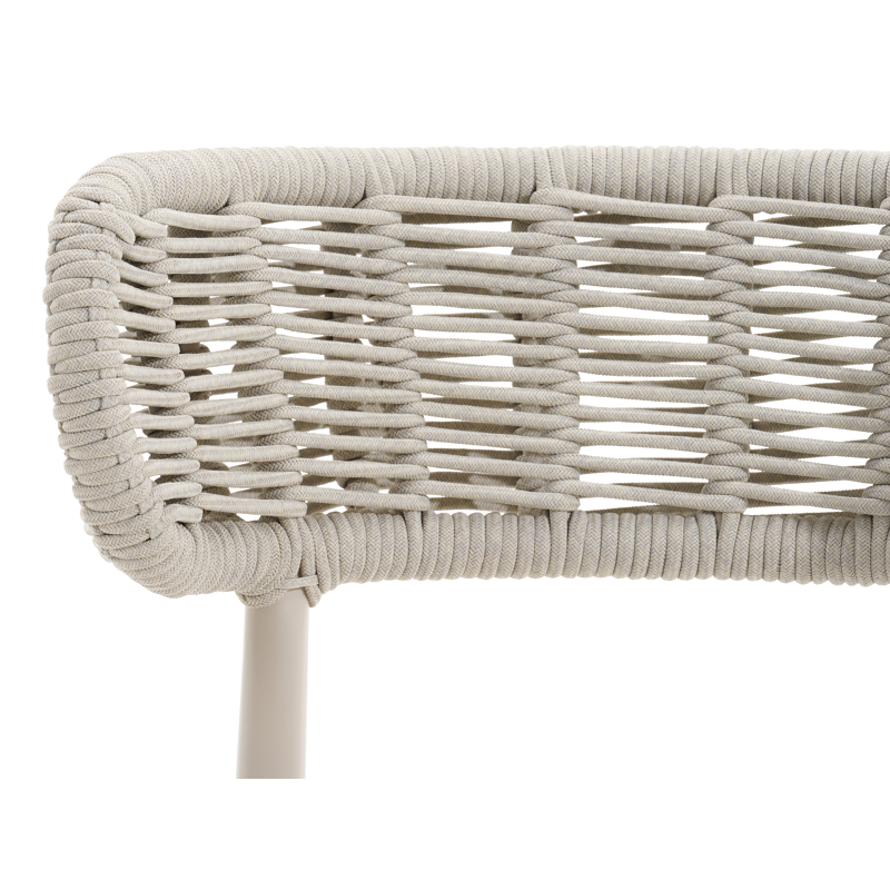 Lomo tuinstoel in beige aluminium en beige vierkant geweven ronde rope