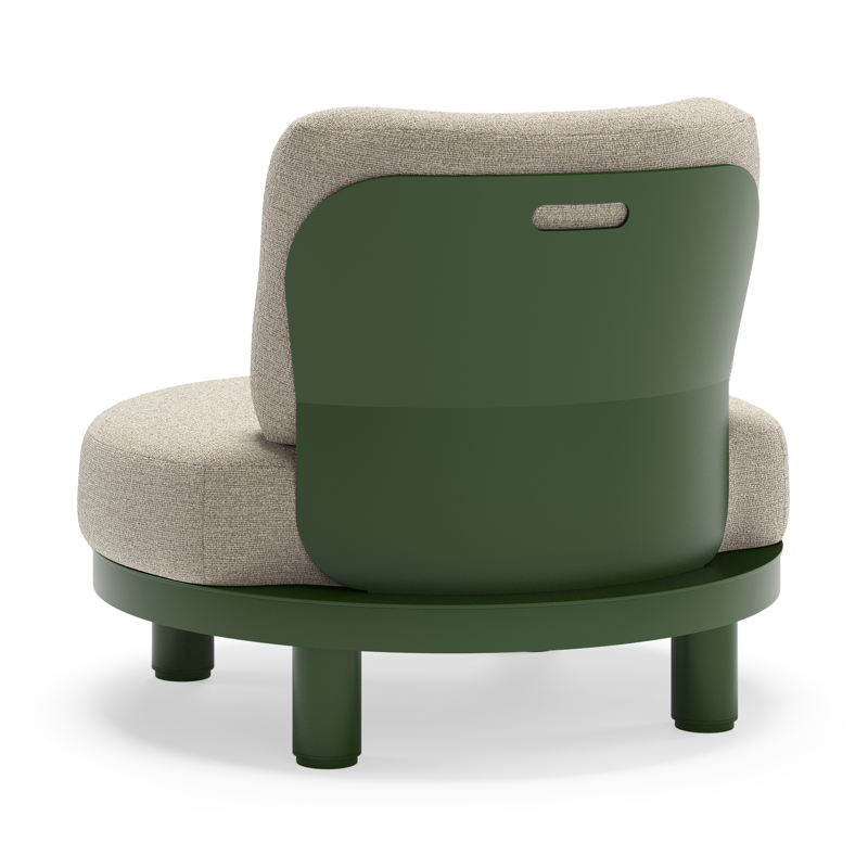 Fauteuil de jardin Donato en aluminium vert et coussins en All Weather Cosytica Catania Sand