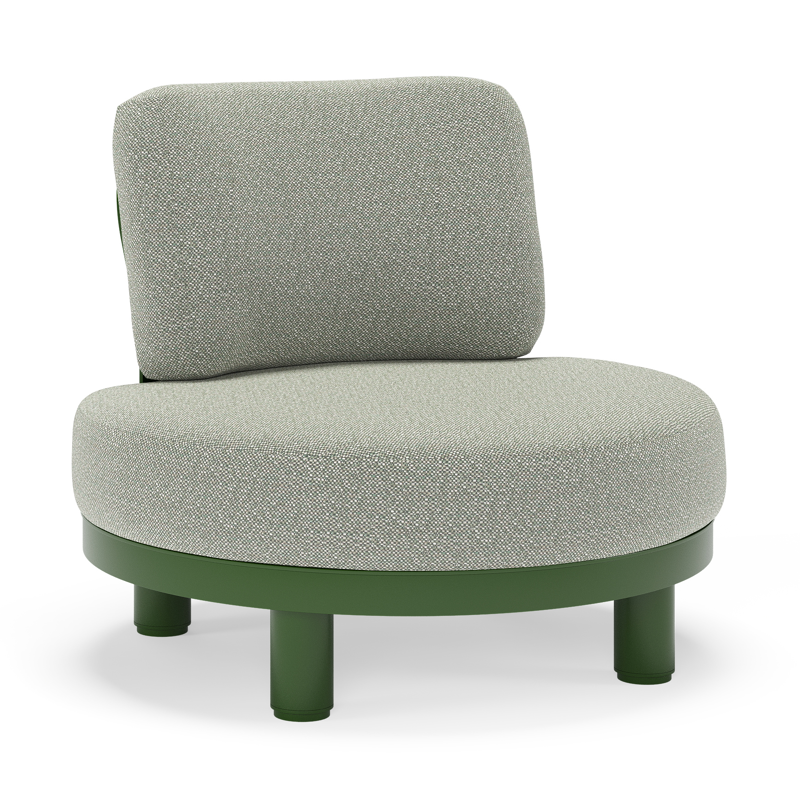 Donato loungestoel in groen aluminium met all weather sunbrella® luxe Savane Leaf kussen