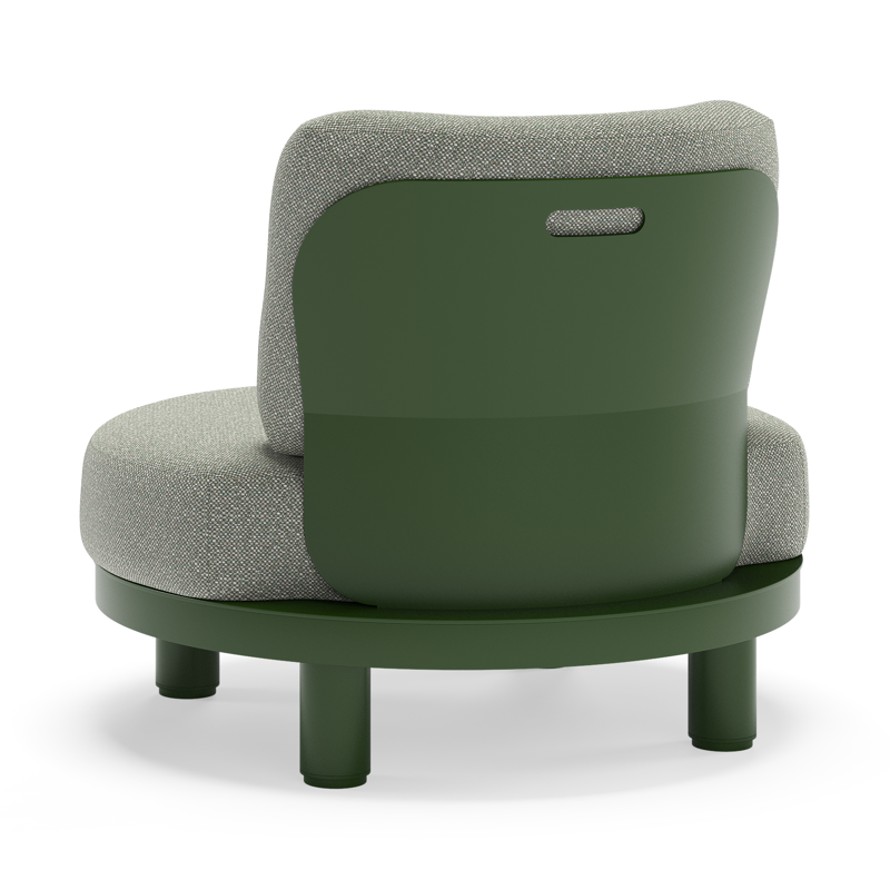 Donato loungestoel in groen aluminium met all weather sunbrella® luxe Savane Leaf kussen