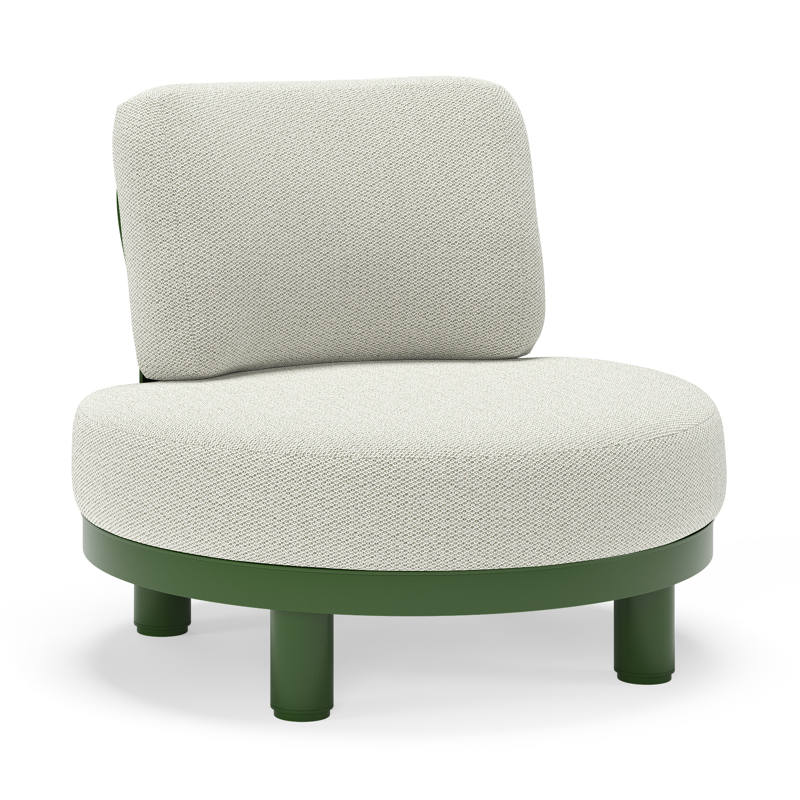 Fauteuil de jardin Donato en aluminium vert et coussins en All Weather Sunbrella® luxe Lopi Bud