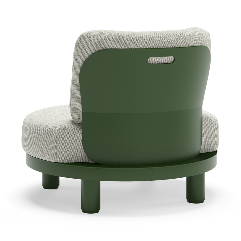 Fauteuil de jardin Donato en aluminium vert et coussins en All Weather Sunbrella® luxe Lopi Bud
