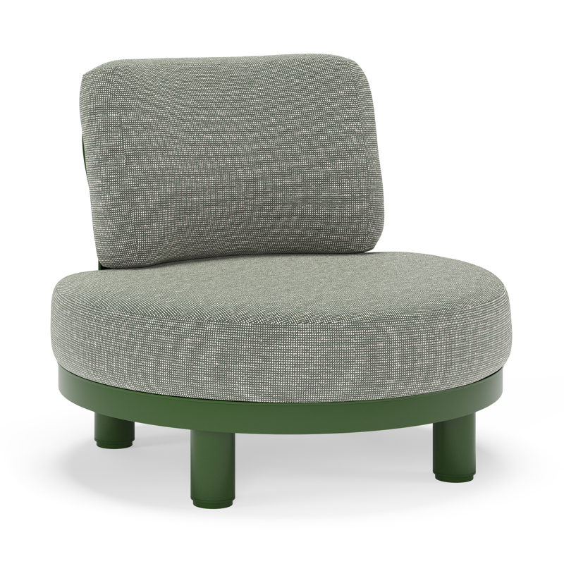 Donato loungestoel in groen aluminium met All Weather Sunbrella® luxe Slow Fern kussen