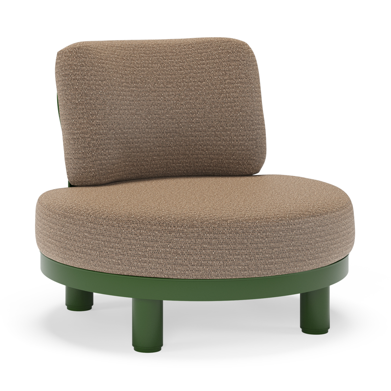 Fauteuil de jardin Donato en aluminium vert et coussins en All Weather Solica Firenze Bamboe