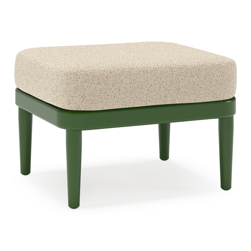 Orso poef in groen aluminium met Bora Forest all weather cosytica kussen