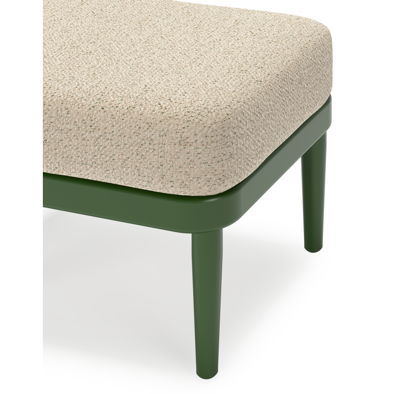 Orso poef in groen aluminium met Bora Forest all weather cosytica kussen