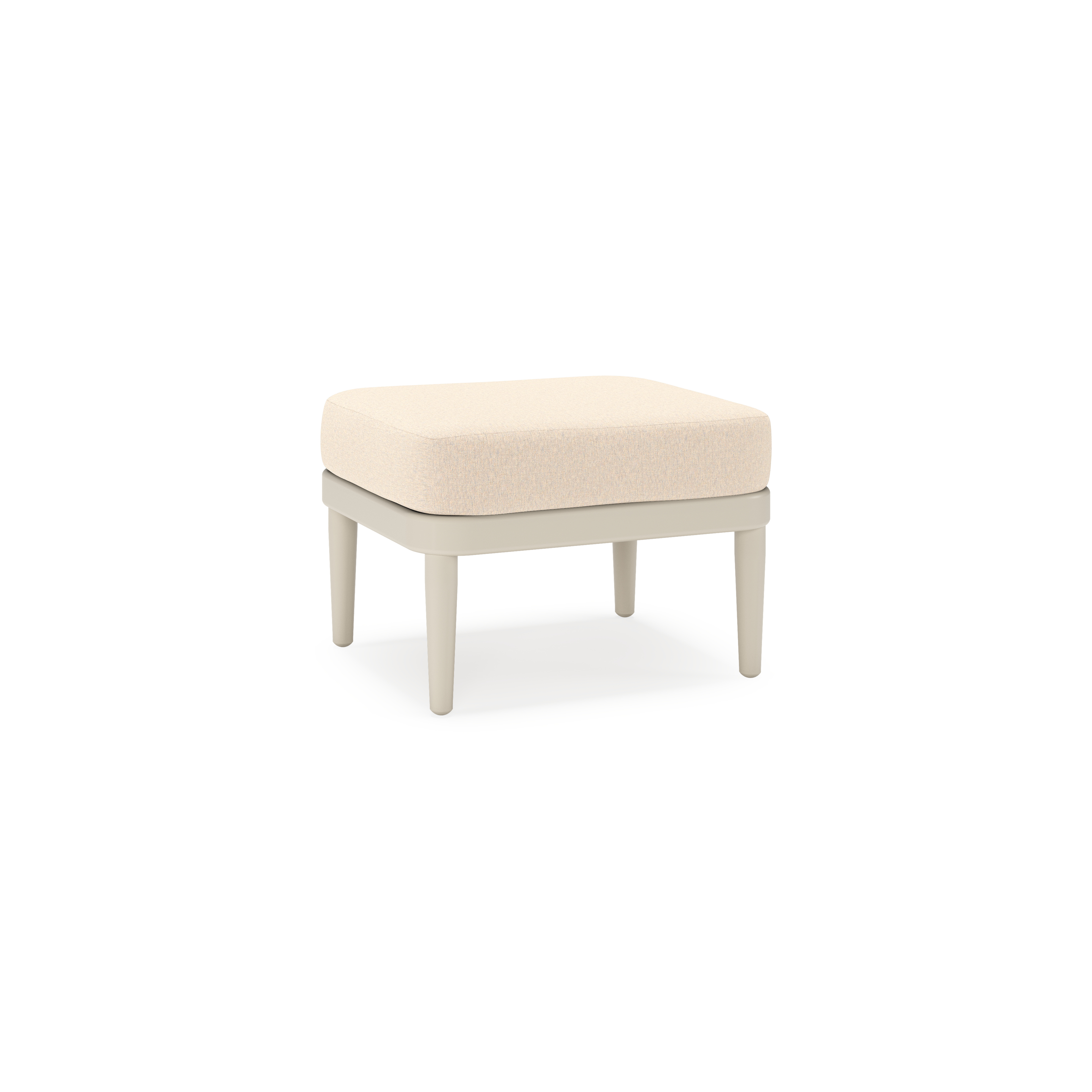 Orso poef in beige aluminium met Heritage Papyrus all weather sunbrella® luxe kussen