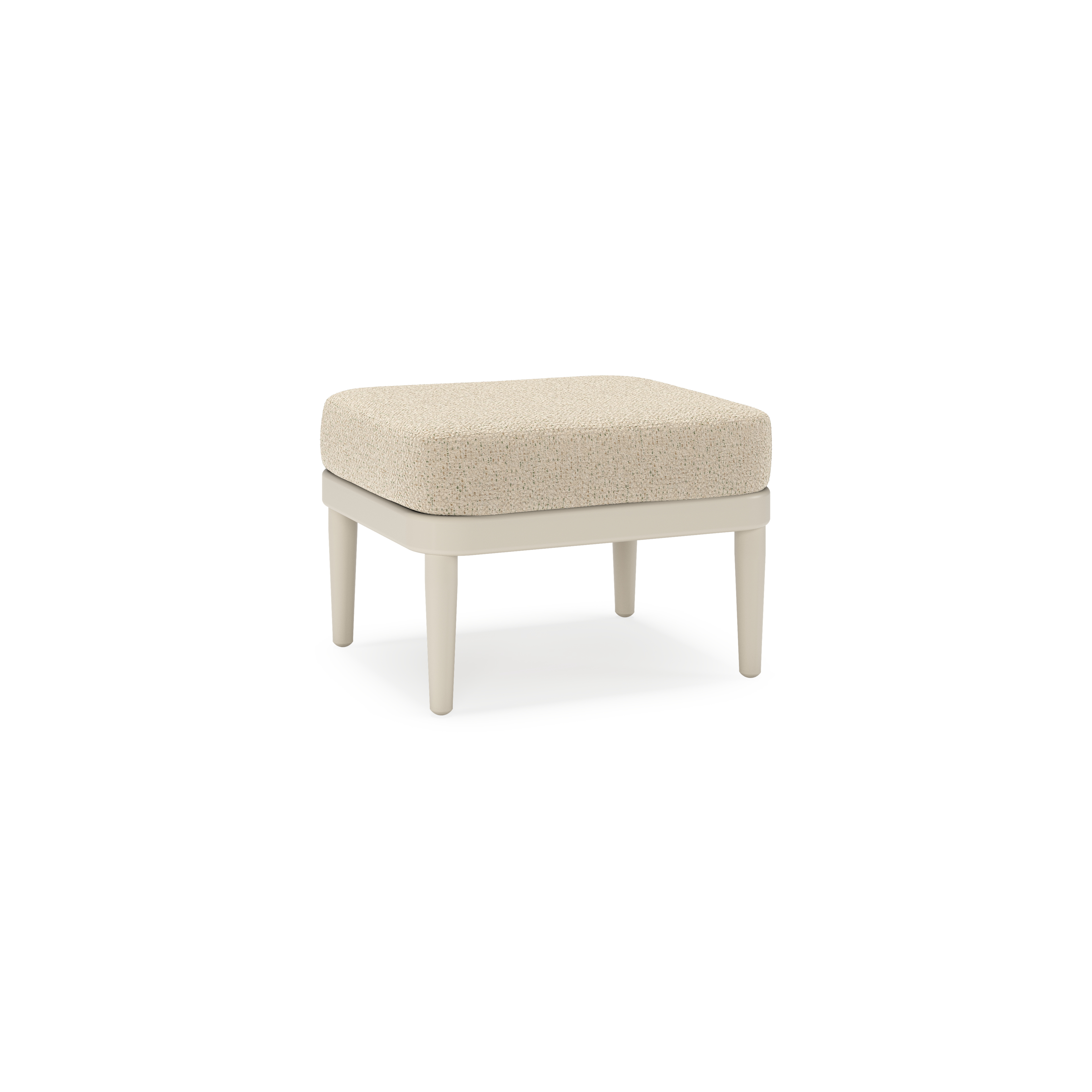 Orso poef in beige aluminium met Bora Forest all weather cosytica kussen