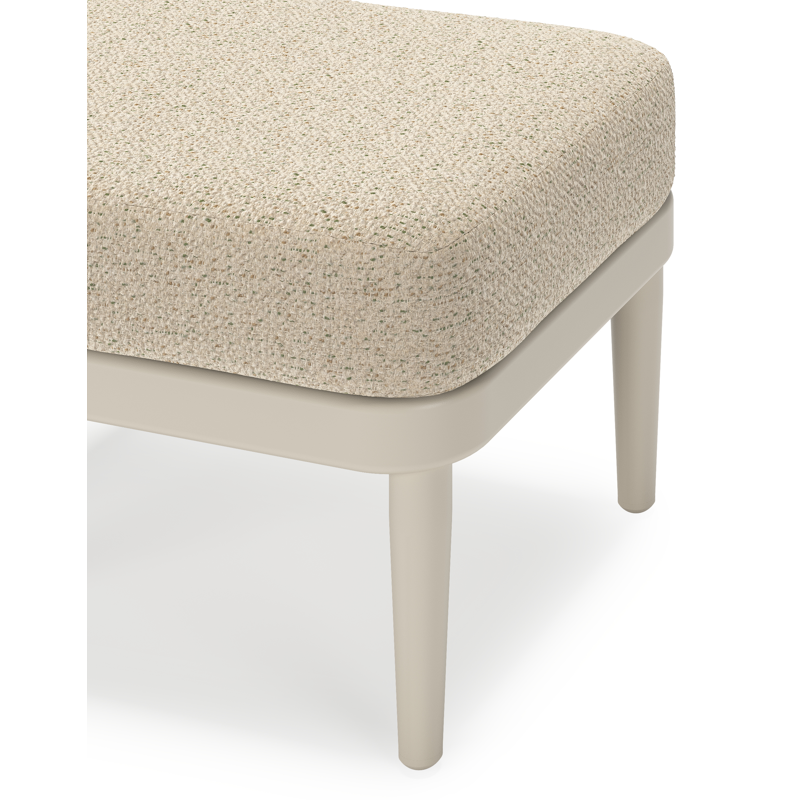 Orso poef in beige aluminium met Bora Forest all weather cosytica kussen