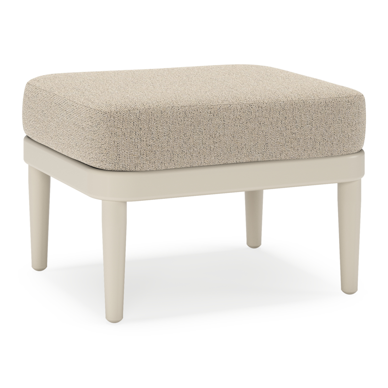 Orso poef in beige aluminium met Marbella Beige all weather cosytica kussen