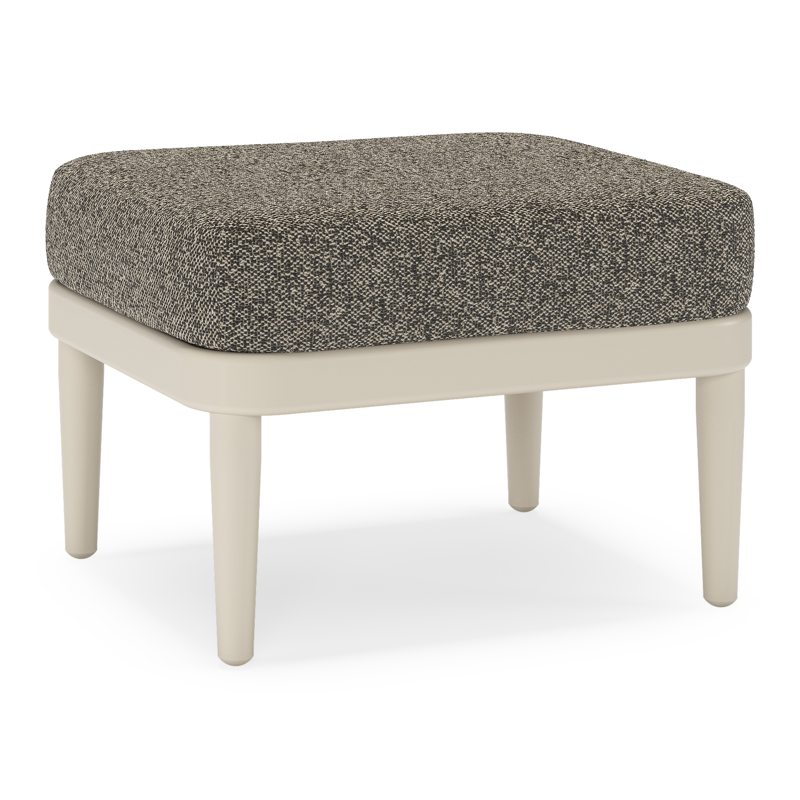 Orso poef in beige aluminium met Marbella Tunder all weather cosytica kussen
