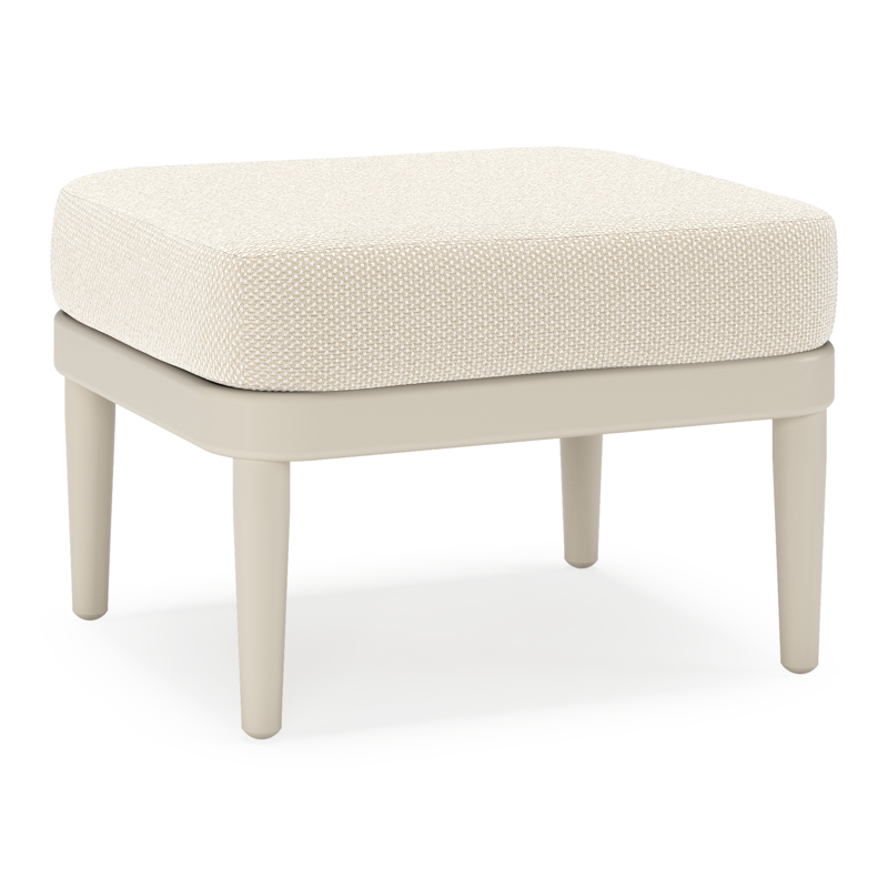 Orso poef in beige aluminium met Althea Off White all weather cosytica kussen