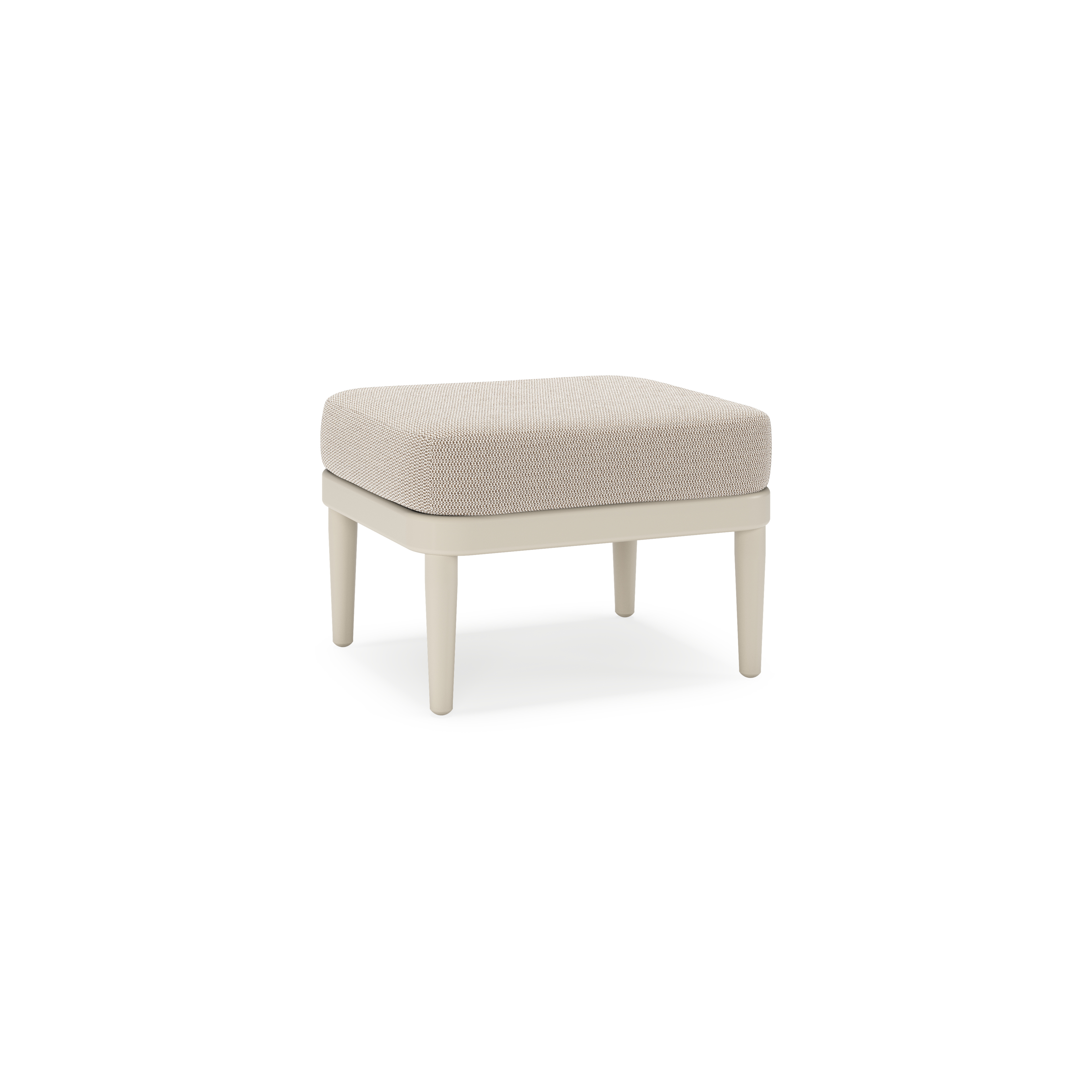 Orso poef in beige aluminium met Lopi Fossil all weather sunbrella® luxe kussen