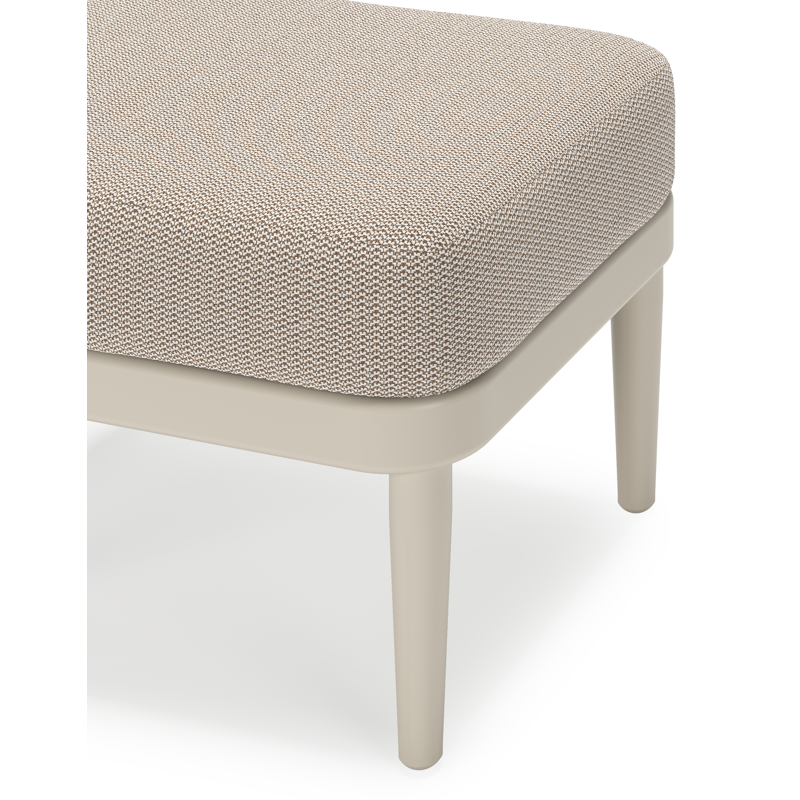 Orso poef in beige aluminium met Lopi Fossil all weather sunbrella® luxe kussen