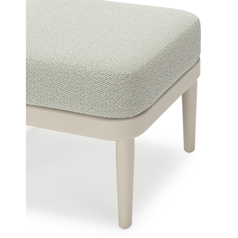 Orso poef in beige aluminium met Lopi Bud all weather sunbrella® luxe kussen