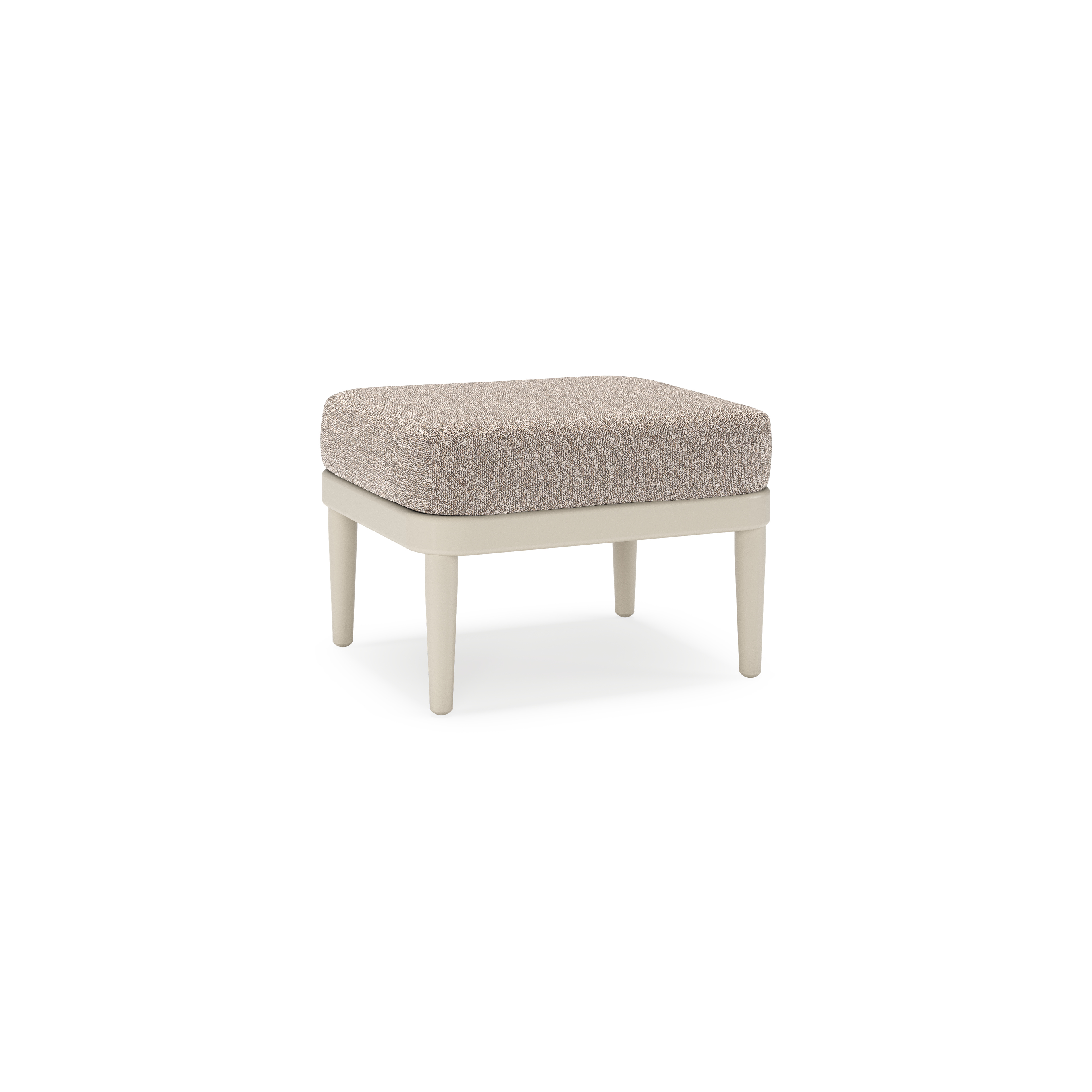 Orso poef in beige aluminium met Wander Manioc all weather sunbrella® luxe kussen