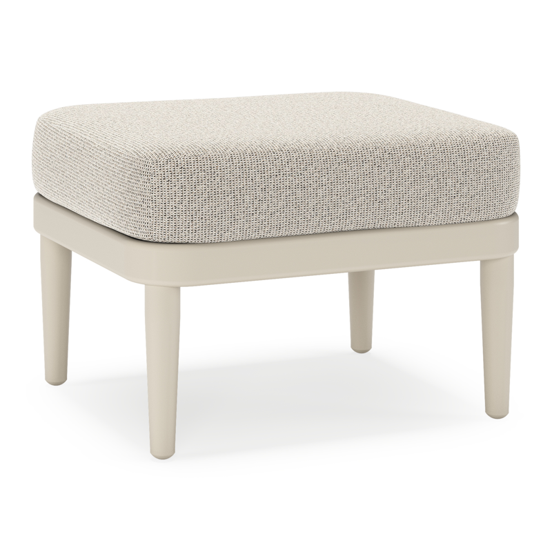Orso poef in beige aluminium met Firenze Sand all weather solica kussen