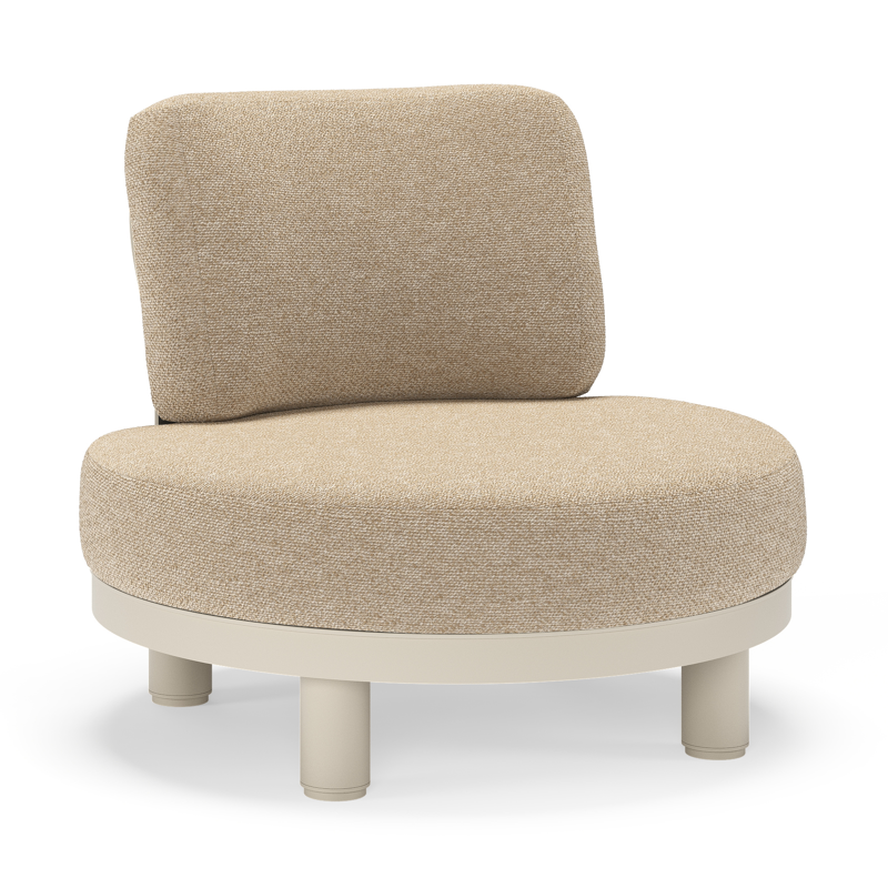 Fauteuil de jardin Donato en aluminium beige et coussins en all weather cosytica Madagascar Oak