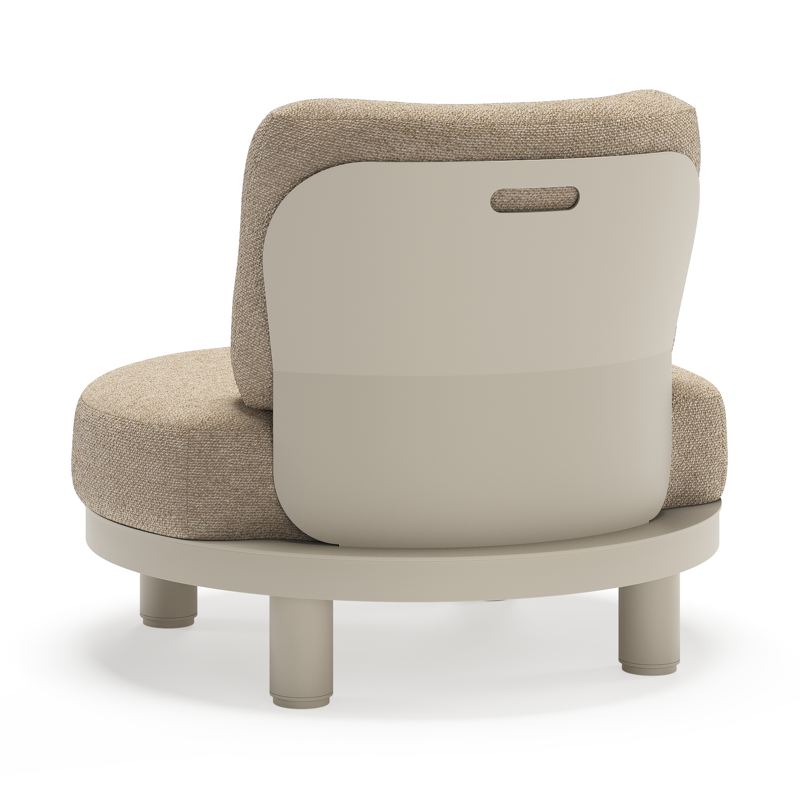 Fauteuil de jardin Donato en aluminium beige et coussins en all weather cosytica Madagascar Oak