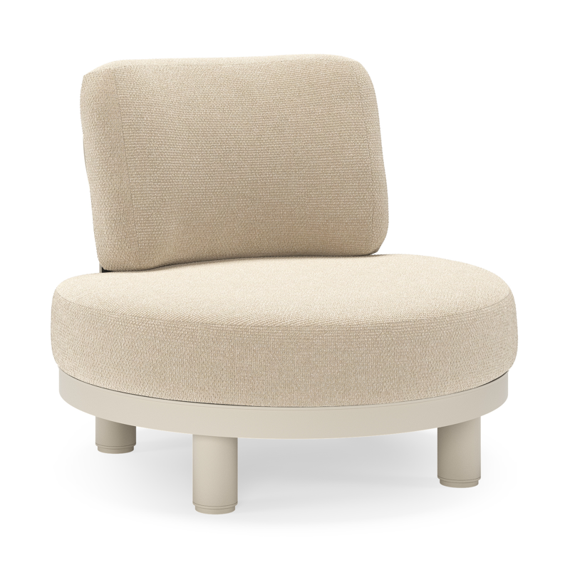 Donato loungestoel in beige aluminium met all weather cosytica Althea Chalk kussen