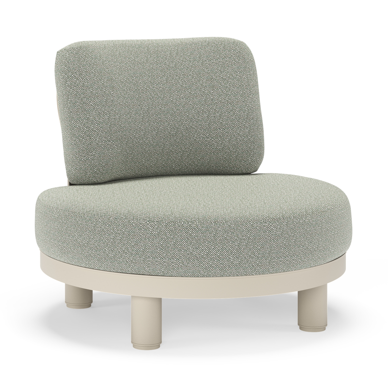 Donato loungestoel in beige aluminium met all weather sunbrella® luxe Savane Leaf kussen