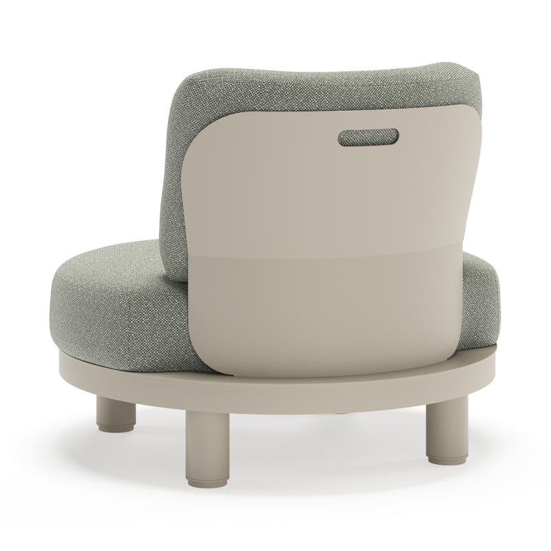 Donato loungestoel in beige aluminium met all weather sunbrella® luxe Savane Leaf kussen
